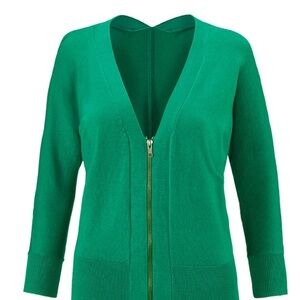 CAbi Kelly Green Banner Sweater Size M